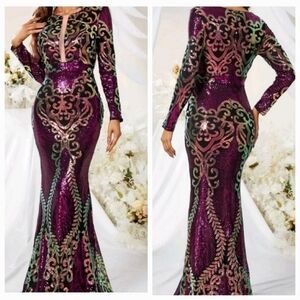 MERMAIDCORE SEQUINED MULTICOLOR PREMIUM BRAND AND QUALITY MAXI DRESS